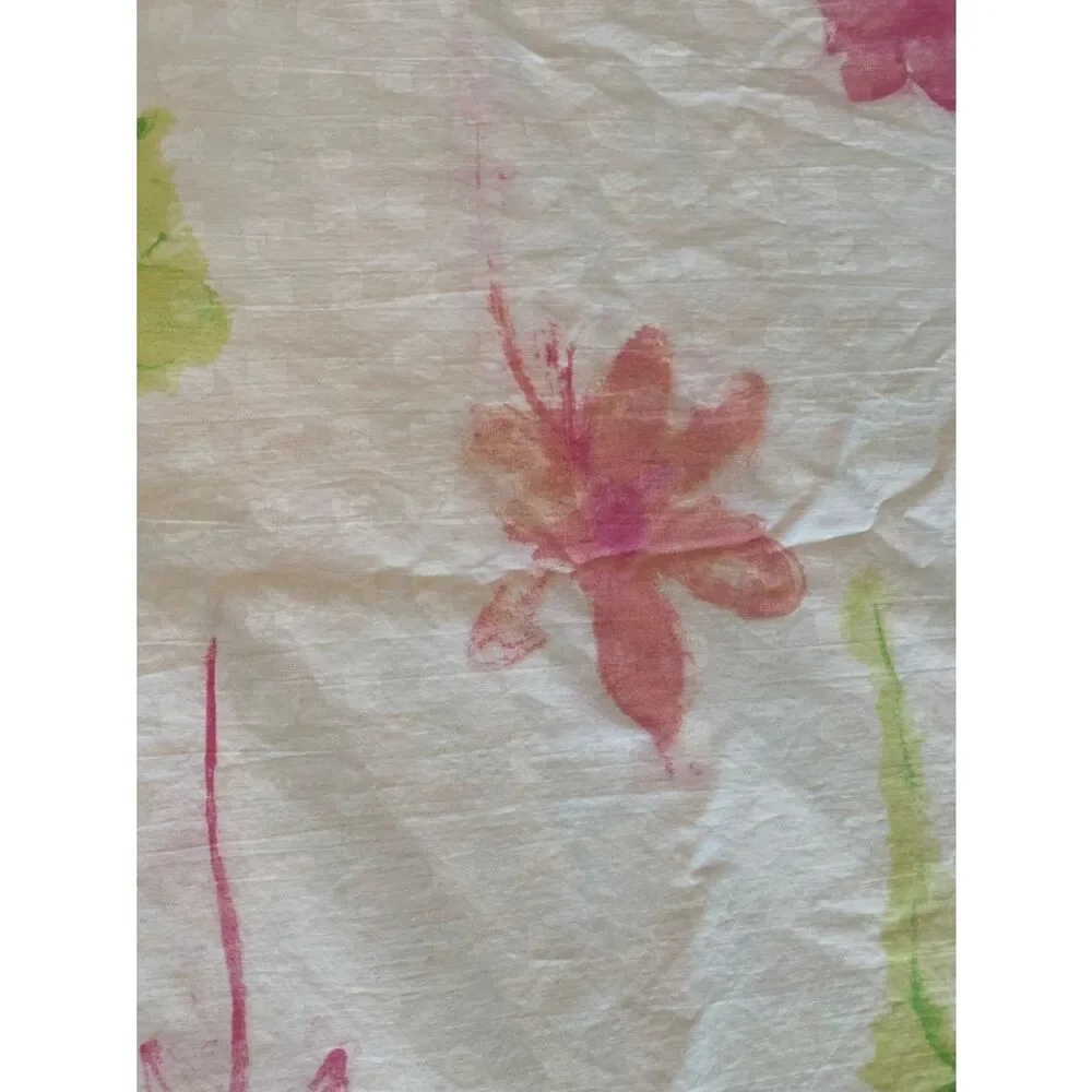 Floral Watercolor White Cotton Duvet - Pink & Green